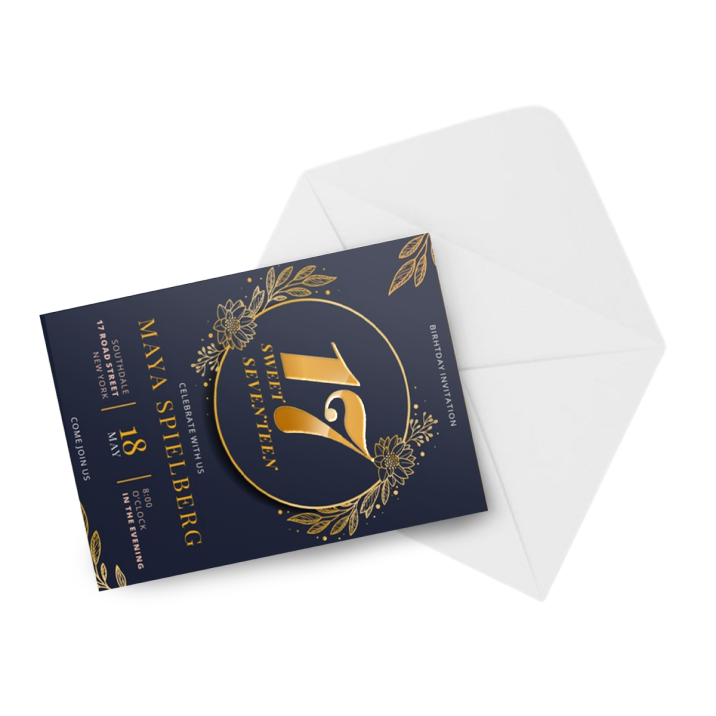 Invitations / Announcements — Matte Lamination + Gold / Silver Foil